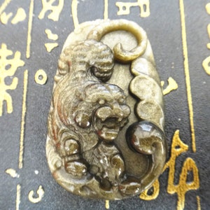 Natürliche Gold Obsidian Tiger Anhänger Amulett