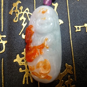 Rare Natural Yellow Jade  pleasant Asia buddha pendants china laugh Maitreya buddha pendants amulet