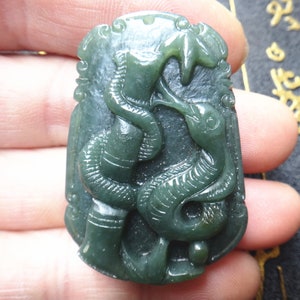 Natural jade carved snake pendants