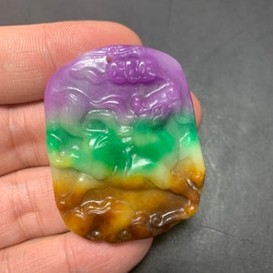 green jade carved dragon with  horse pendant