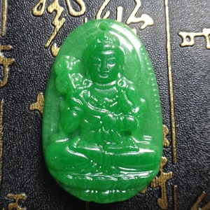 green jade carved Great potential to Bodhisattva  Patron saint pendant
