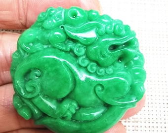 中国翡翠 緑翡翠彫刻 龍ペンダント お守り - Etsy 日本