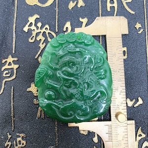 Natural green jade  Dragon/ Phoenix  Pendant