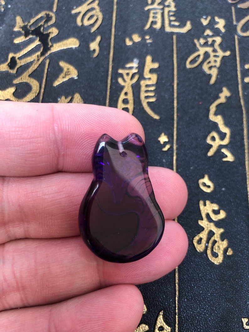 Natural amethyst carved  Fox  pendants china carved luck Fox