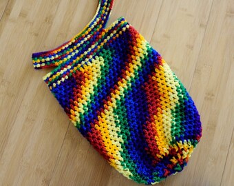 Rainbow Market Bag - Farmer's Market Bag - Hippie Festival Bag - Boho Bag - Rainbow Color Purse - Hobo Bag - Beach Bag - Ready To Ship