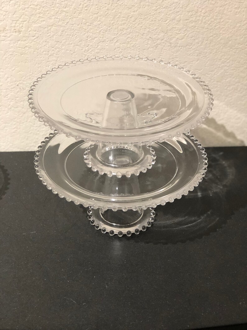 Set of 3 Vintage Candlewick Glass Cake Stands