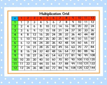 printable multiplication grid multiplication square times tables teaching resource learning resource home schooling instant download
