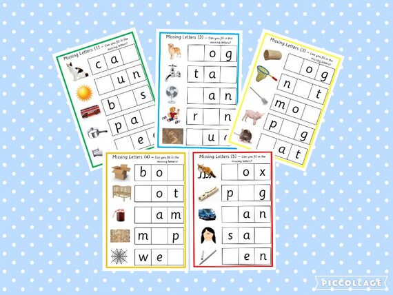 Printable Cvc Words Missing Letters First Words Eyfs Pre Etsy Printable Cvc Words Missing Letters First Words Eyfs Pre Etsy