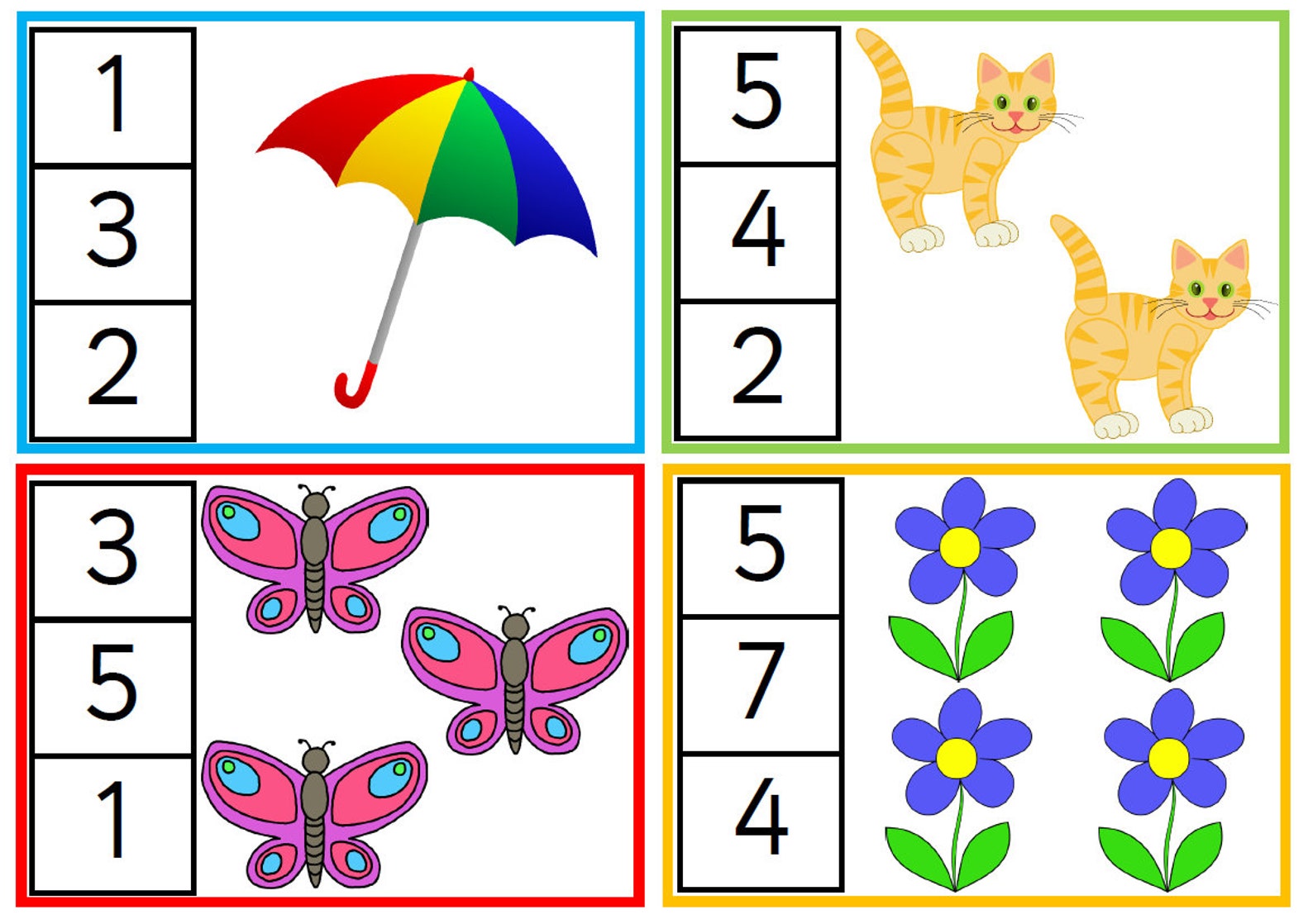 Printable Number Clip Cards 010 Peg Cards Counting Cards Etsy UK