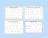 Printable tracing mats, tracing letters, tracing numbers, tracing shapes, instant download, dotted letters, formation, writing practice,