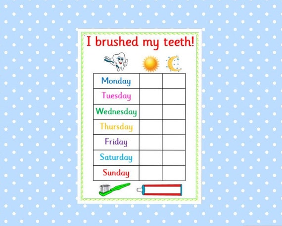 Brushing Teeth Chart For Toddlers