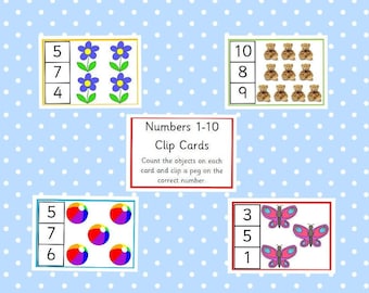 Tarjetas imprimibles con números del 0 al 10, tarjetas con clavijas, tarjetas de conteo, tarjetas didácticas de números, Montessori, EYFS, recurso didáctico. Descarga inmediata.