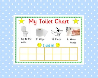 Printable Toilet Routine Chart, reward chart, potty training, toilet training, toddlers, behaviour management, SEN, Autism, instant download