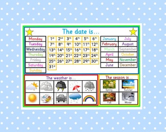 PRINTABLE Children's Calendar, US version, kids calendar, days of the week, weather, teaching resource, learning, educational, EYFS, KS1