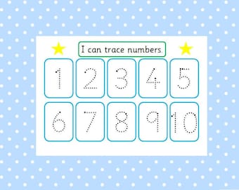Printable Tracing Numbers 1-10, digital download, number formation practice, writing numbers, early learning, pre school, learning, teaching