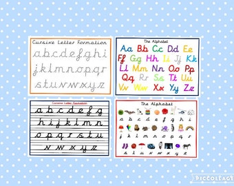 Printable Cursive Alphabet Posters, tracing letters, letter formation, pre cursive font, instant download, teaching resource, educational