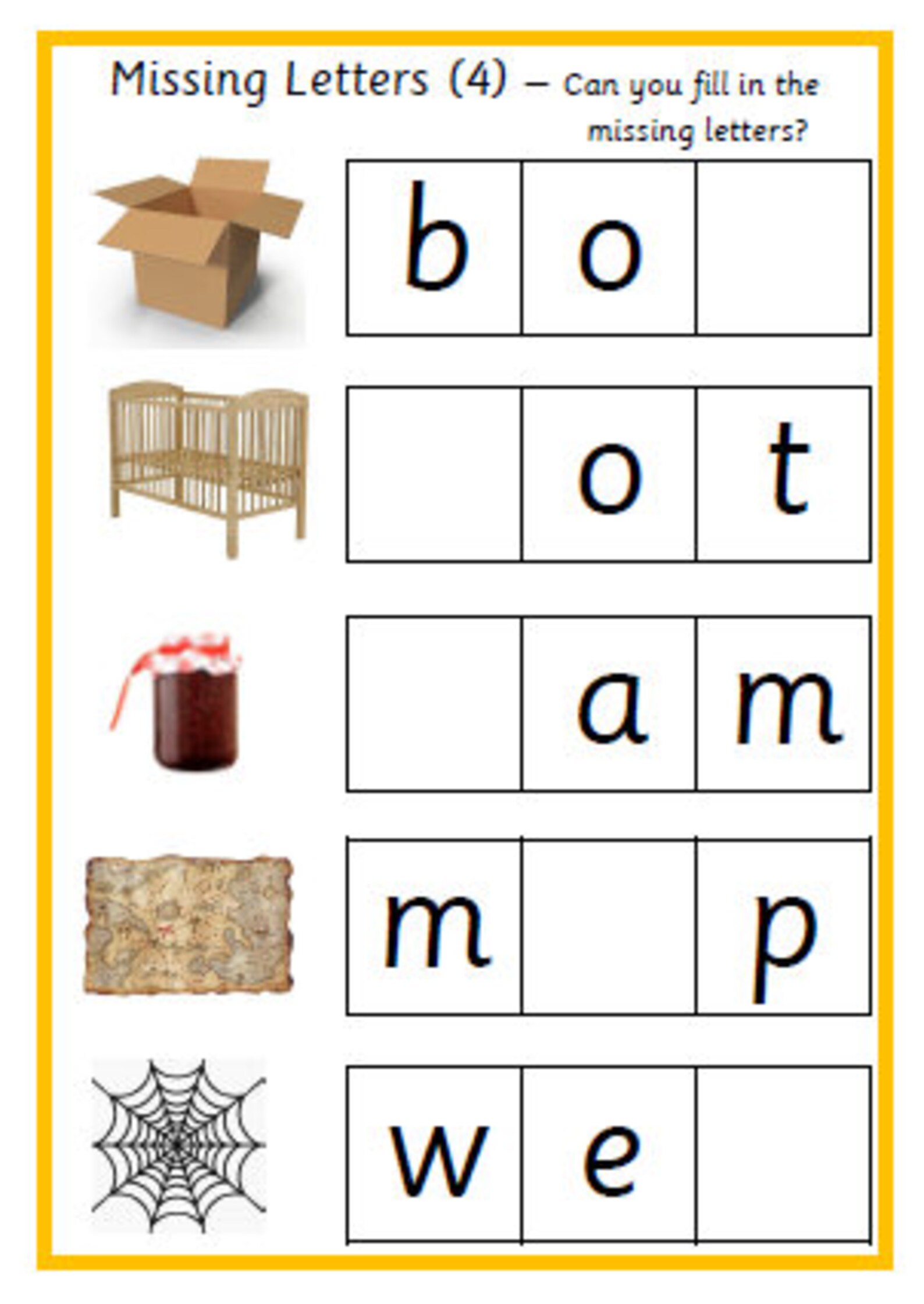 Printable CVC Words missing letters first words EYFS pre | Etsy