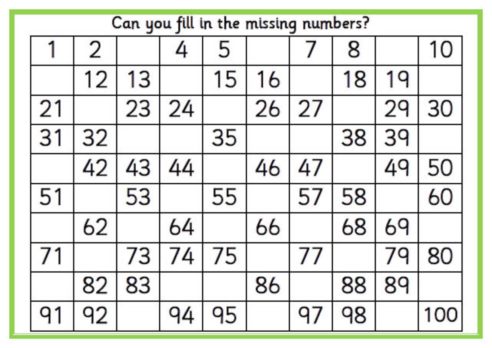 Printable Hundred Squares Hundred Grid Numbers to 100 KS1 Etsy UK