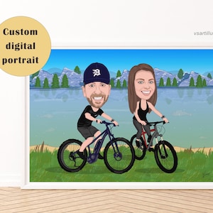 Custom Cyclist Caricature Gift, Cycling Gifts For Men, Personalized Gift For Him, Biker Portrait From Photos, Cyclist Cartoon Portrait