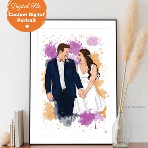 Ritratto digitale personalizzato da foto, regali sentimentali per il fidanzato, regalo di nozze personalizzato per la coppia, commissione di ritratti di coppia personalizzati