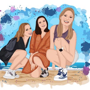 Retrato personalizado de mejores amigos, caricatura de acuarela/ilustración de amistad personalizada, regalo para cumpleaños de mejor amigo/regalo para mejor amiga imagen 3