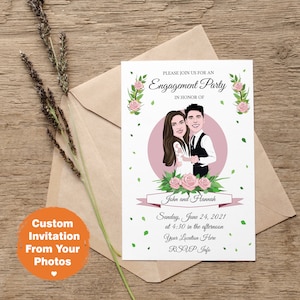 Aangepaste digitale uitnodiging op basis van je foto's, uitnodiging voor bruiloft, verjaardag, verloving, vrijgezellenfeest, babyshower