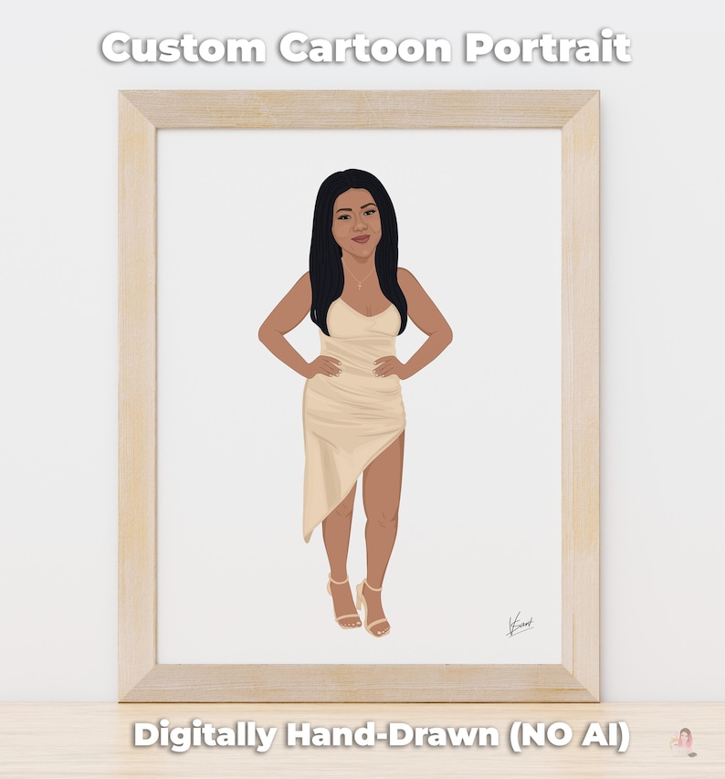 No AI Custom Cartoon Portrait From Photo, Custom Full Body Character Art, Custom Avatar Art For Social Media, Character Commission image 1
