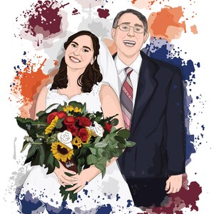 First Anniversary Gift for Husband and Wife, Custom Cartoon Watercolor Couple Portrait From Photo, Personalized Paper Anniversary Art image 8