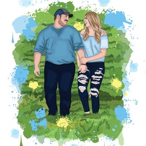 First Anniversary Gift for Husband and Wife, Custom Cartoon Watercolor Couple Portrait From Photo, Personalized Paper Anniversary Art image 10