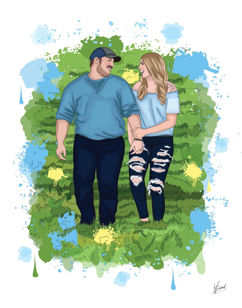 First Anniversary Gift for Husband and Wife, Custom Cartoon Watercolor Couple Portrait From Photo, Personalized Paper Anniversary Art image 10