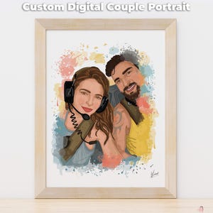 First Anniversary Gift for Husband and Wife, Custom Cartoon Watercolor Couple Portrait From Photo, Personalized Paper Anniversary Art image 15