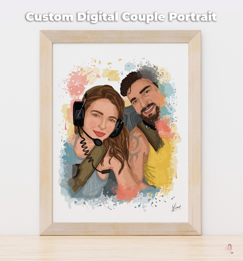 First Anniversary Gift for Husband and Wife, Custom Cartoon Watercolor Couple Portrait From Photo, Personalized Paper Anniversary Art image 15