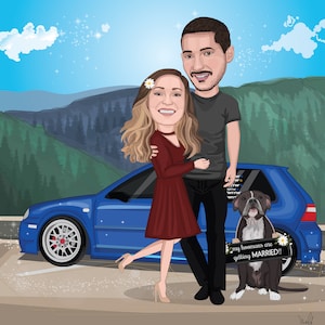 Custom Digital Illustration With Pets, Custom Dog And Owner Portrait Illustration, Digital Pet And Human Drawing, Custom Cartoon Portrait
