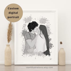 Unique Personalized Gift for Girlfriend, Custom Portrait Artwork, Wedding Gift, Watercolor Painting From Photo, Watercolor Portrait