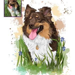 Custom Dog Painting From Photo, Digitally Hand Drawn Pet Portrait Illustration, Dog Remembrance Gift, Pet Portrait Printable File