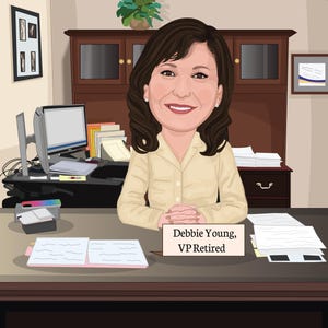 Regalo de jubilación para mujer, retrato personalizado de caricatura a partir de una foto, regalo personalizado para un compañero de trabajo, regalo de despedida personalizado para un colega, regalo para un empleado.
