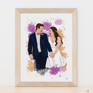 First Anniversary Gift for Husband and Wife, Custom Cartoon Watercolor Couple Portrait From Photo, Personalized Paper Anniversary Art image 11