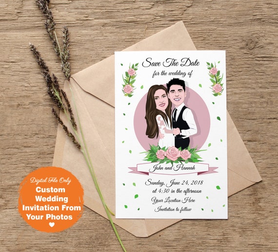 Caricature wedding invitation deals