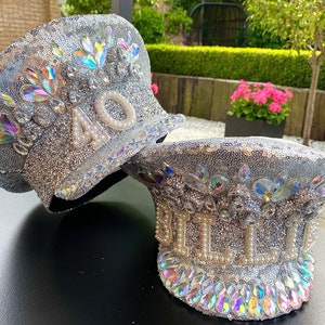 Personalised Captain Hat | Hen Do | Party | Festival | Bride To Be | Girl’s Holiday | Party-wear | Sequinned Hat | Military Hat | Head Piece