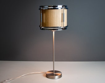 Wooden Drum Lamp 'Rudd' - Drum Table Lamp Oak