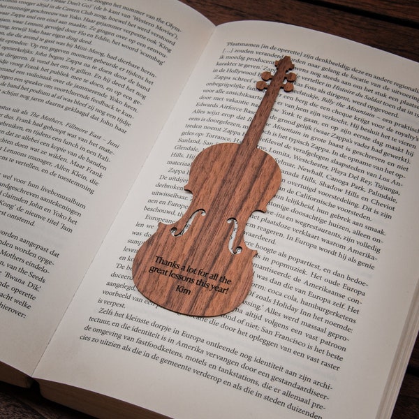 Violin Bookmark Walnut / Personalized Violin Gift