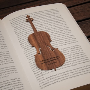 Cello Bookmark Walnut / Personalized Cello Gift