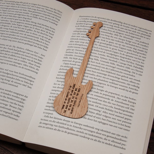 Bass Guitar Bookmark Oak / Personalized Bass Guitar Gift