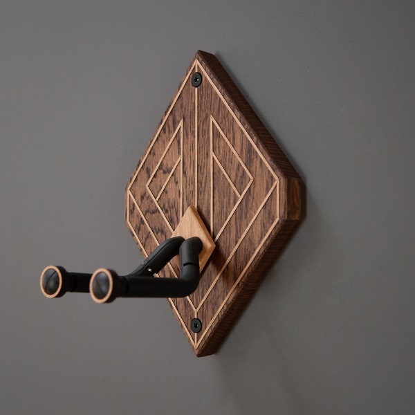 Wooden Guitar Wall Mount - Dark Oak - Optical Illusion
