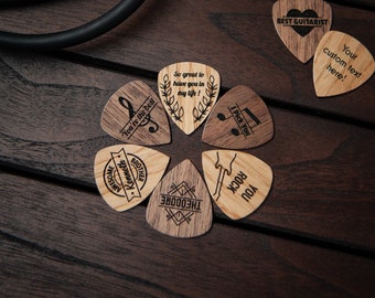 Gravierte Gitarren Plektren aus Holz - Personalisierte Plektren - Gitarren Geschenk