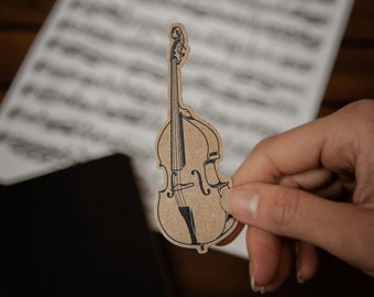 Pegatina de Contrabajo - Papel 100% Reciclado - Regalo Musical