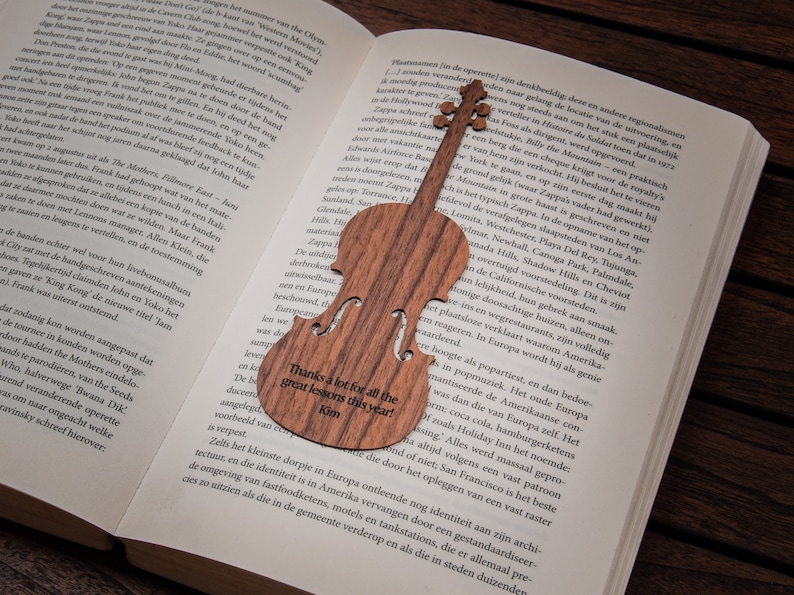 Violin Bookmark Walnut / Personalized Violin Gift image 1