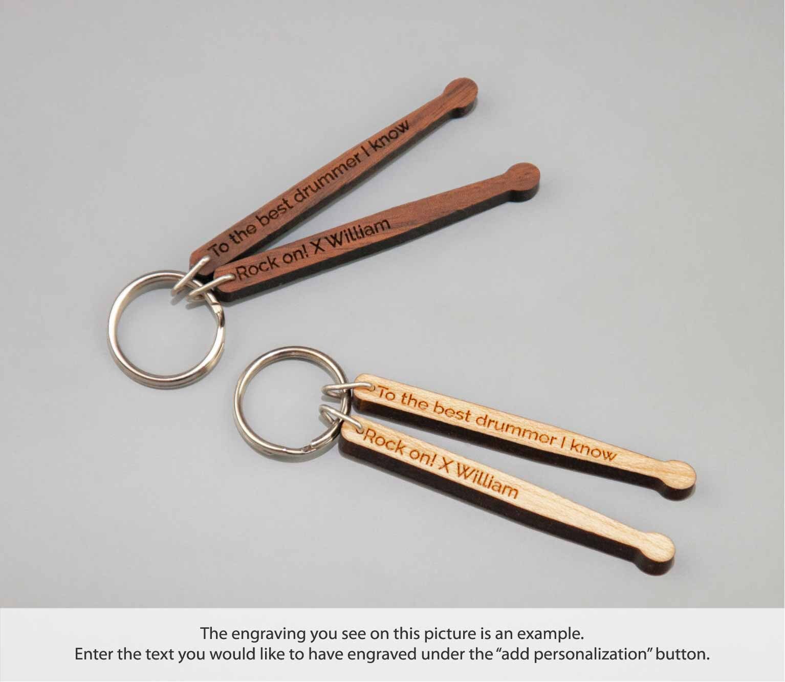 Personalized Drumstick Keychain Walnut / Personalized Drum Etsy
