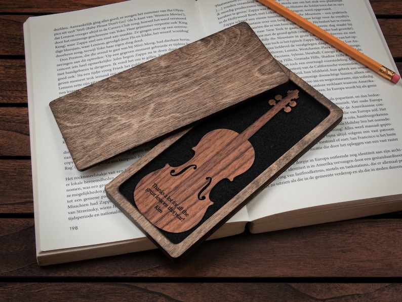 Violin Bookmark Walnut / Personalized Violin Gift image 7