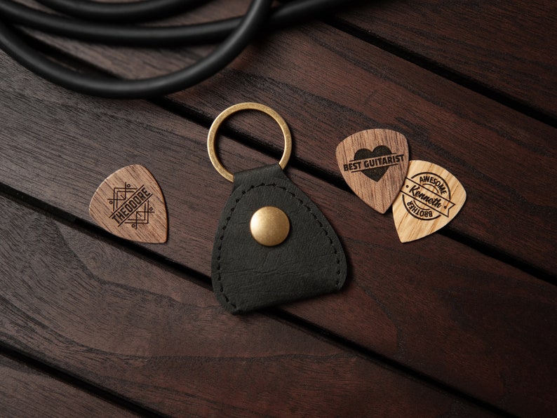 Engraved Wooden Guitar Picks Personalized Picks Guitar Gift image 8